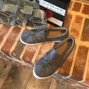 Gray canvas slip ons size 9. Great condition!